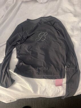 Baby Phat Black Long Sleeve Top with Rhinestone 'B' Accent